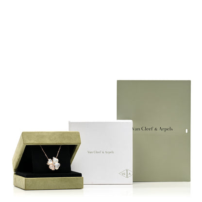 Van Cleef & Arpels 18K Rose Gold Diamond Mother of Pearl Medium Cosmos Clip Pendant Necklace 5 of 5