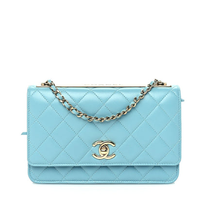 Chanel Lambskin Quilted Trendy CC Wallet On Chain WOC Light Blue 1 of 9