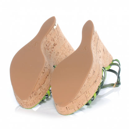 Louis Vuitton Patent Cork Summertime Wedges 37.5 Green 5 of 7