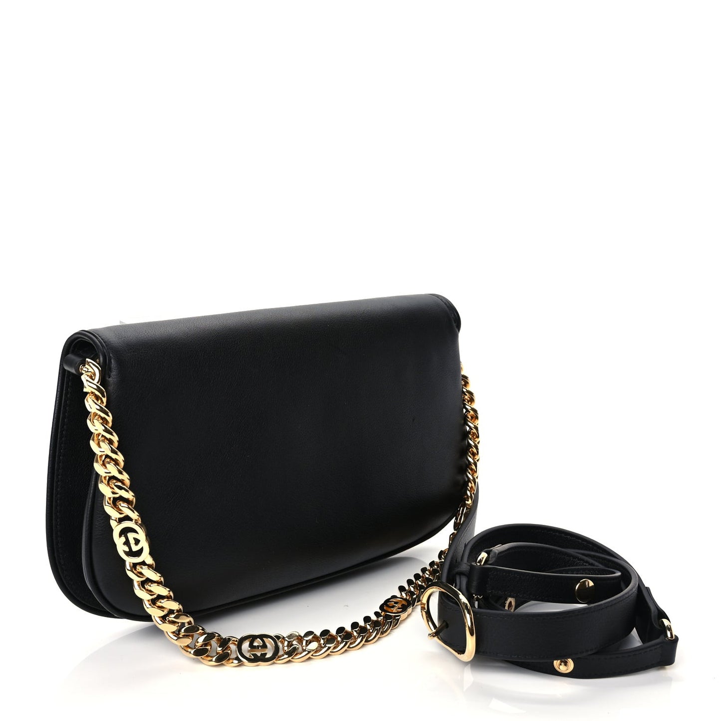 Roxy Calfskin Blondie Chain Shoulder Flap Bag Black