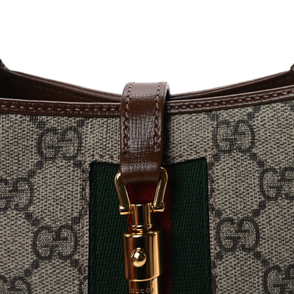 Gucci GG Supreme Monogram Azalea Calfskin Web Mini Jackie 1961 Hobo Beige Ebony Brown Sugar 6 of 7