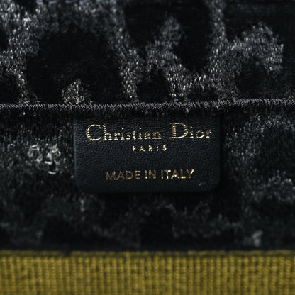 Christian Dior Velvet Mizza Embroidered Medium Leopard Book Tote Black Yellow Blue 5 of 8
