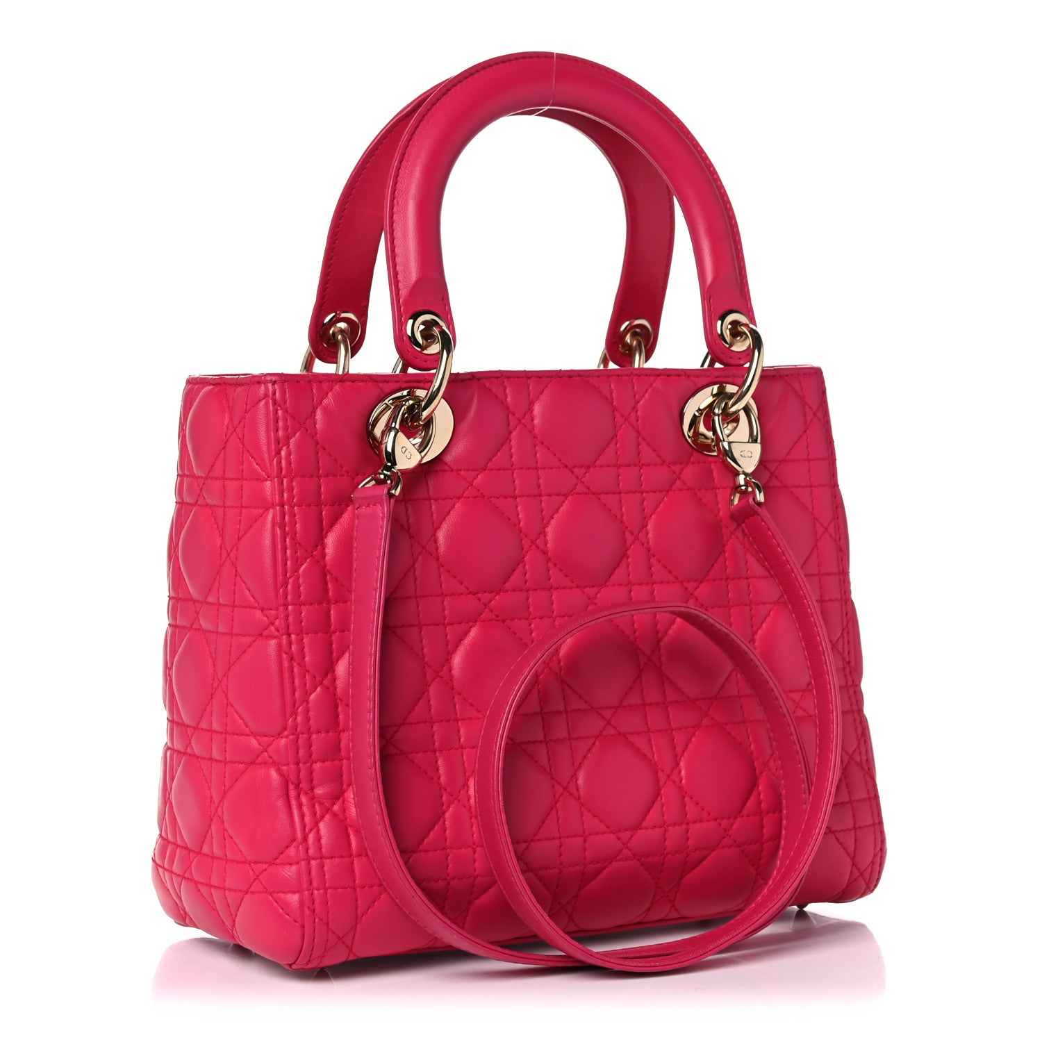 Christian Dior Lambskin Cannage Medium Lady Dior Fuchsia 3 of 13