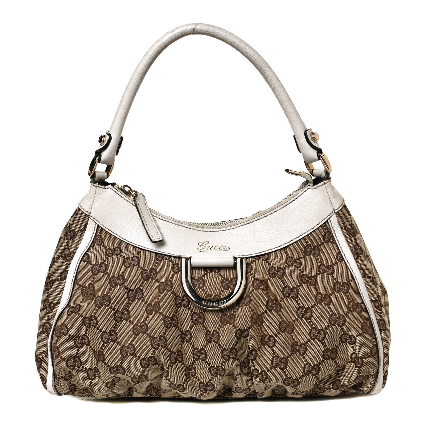 Monogram Medium D Gold Ring Hobo White