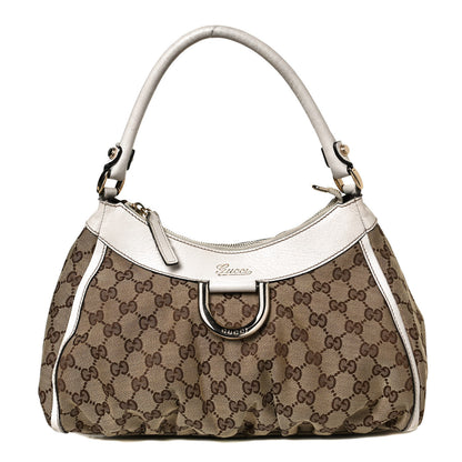 Gucci Monogram Medium D Gold Ring Hobo White 1 of 11