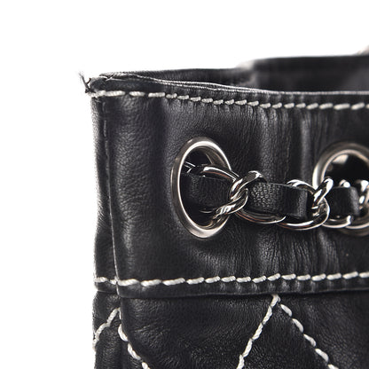 Chanel Lambskin Contrast Stitch Shoulder Bag Black 10 of 11