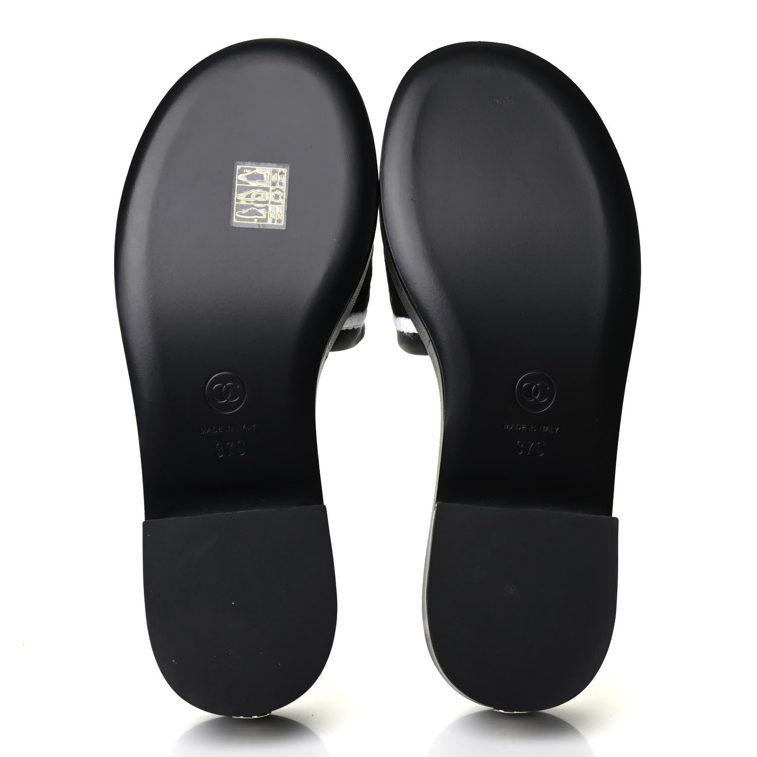 Chanel Lambskin Embroidered CC Mule Sandal 37 Black White 7 of 11