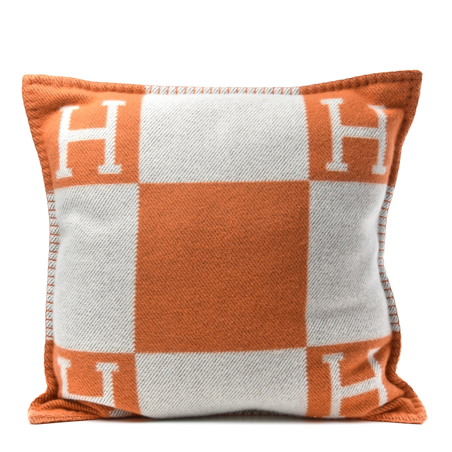 Hermes Wool Cashmere Avalon Pillow PM Ecru Potiron 1 of 3