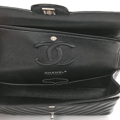 Chanel Caviar Chevron Quilted Medium Double Flap Black 5 of 11