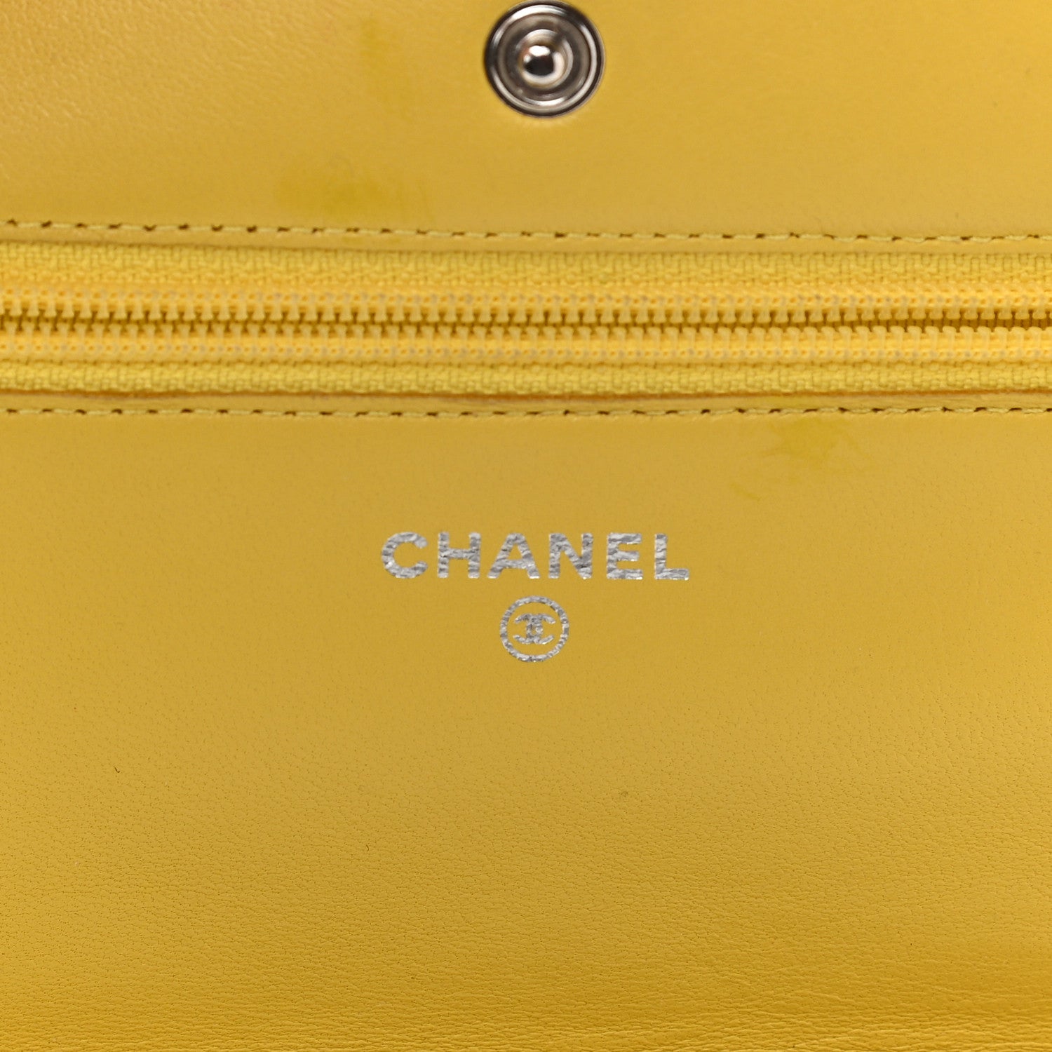 Chanel Lambskin Quilted Wallet on Chain WOC Yellow 8 of 11