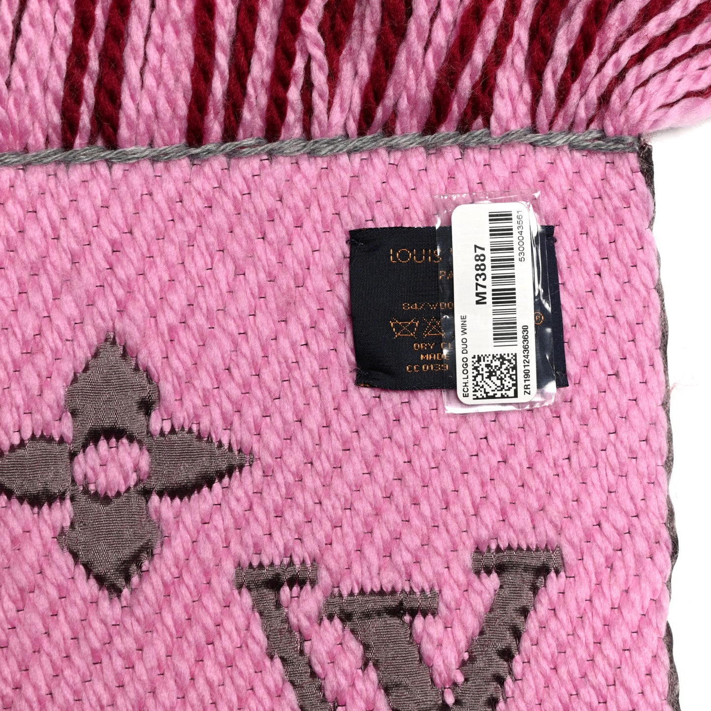 Wool Silk Logomania Duo Scarf Wine