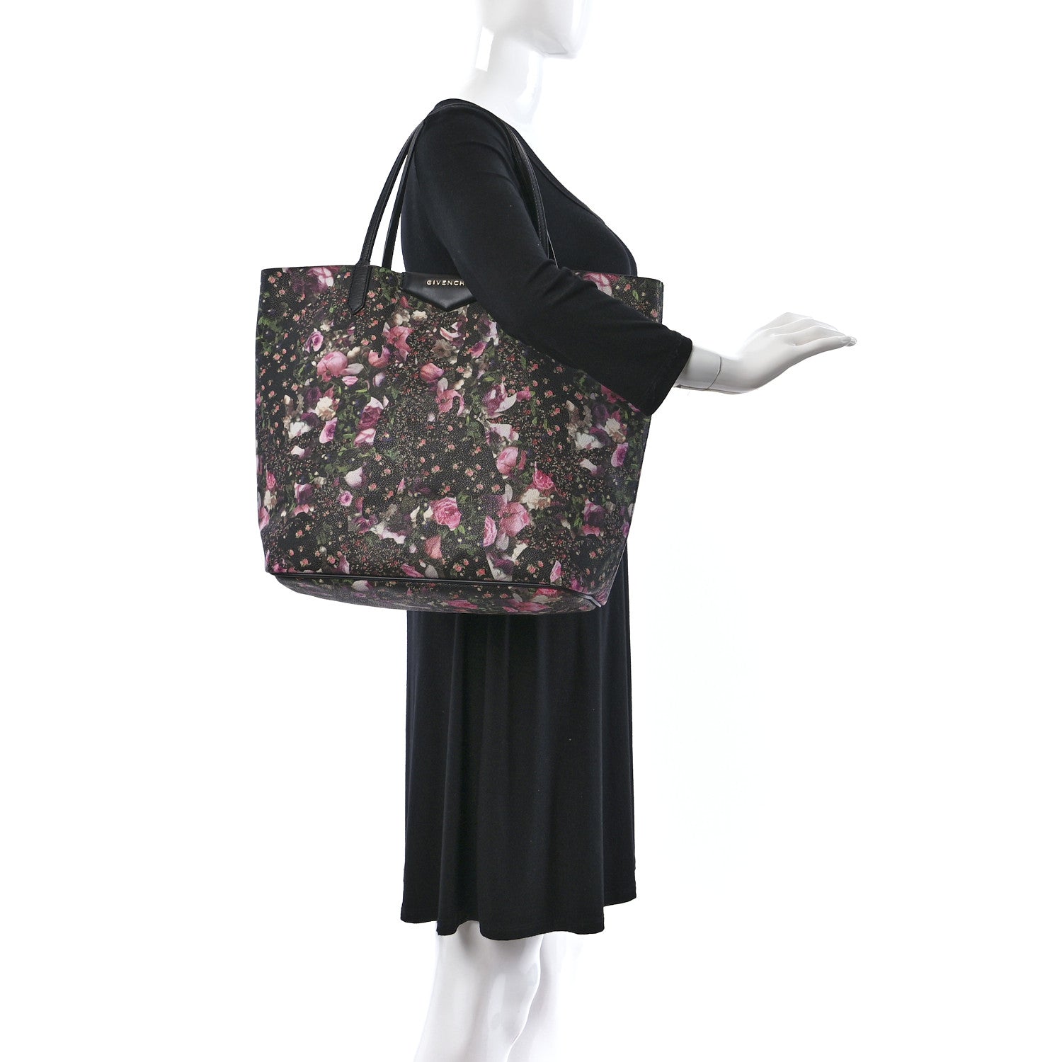 Givenchy Textured Coated Canvas Roses Camouflage Print Large Antigona Tote Black 3 of 9