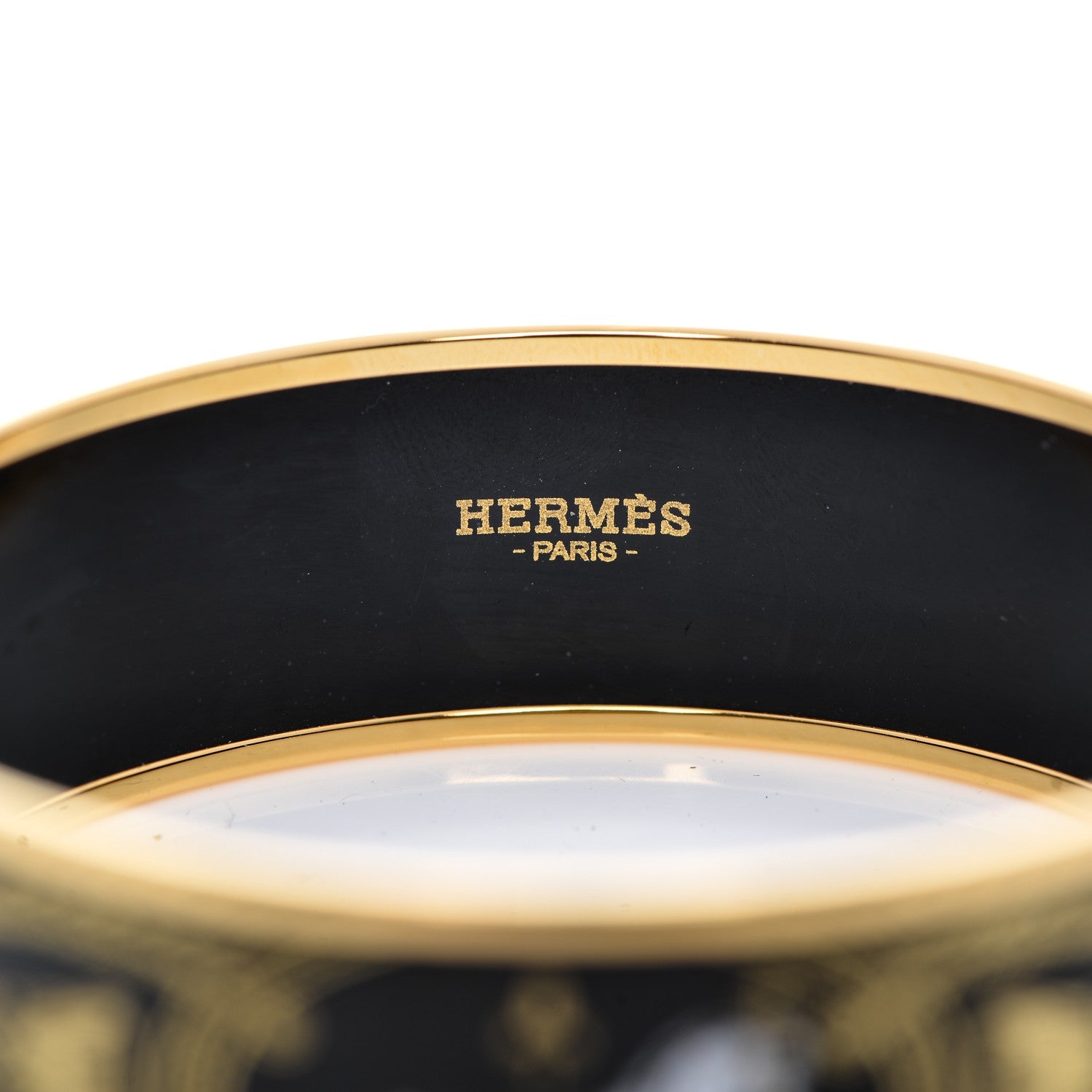 Hermes Enamel Printed Wide Grand Apparat Bracelet 70 Black 5 of 5