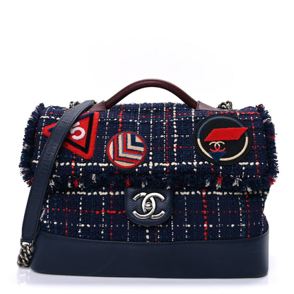 Chanel Tweed Trip Top Handle Flap Navy 1 of 8