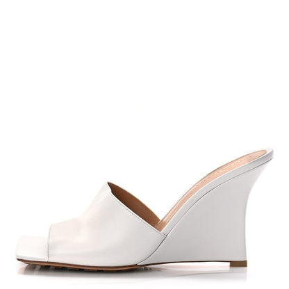 Bottega Veneta Lambskin Stretch Wedge 90mm Sandals 40 Optic White 1 of 7