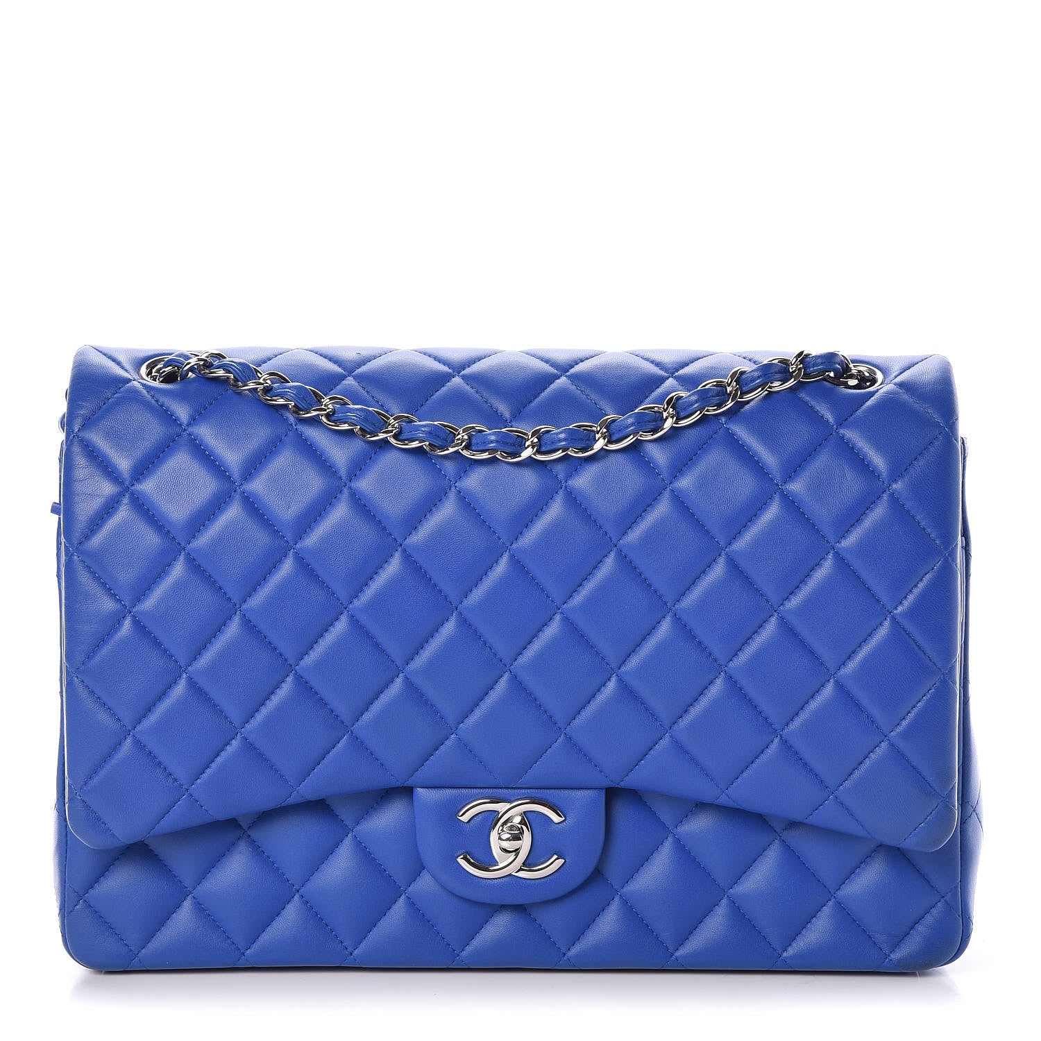 Chanel Lambskin Quilted Maxi Double Flap Blue 1 of 11