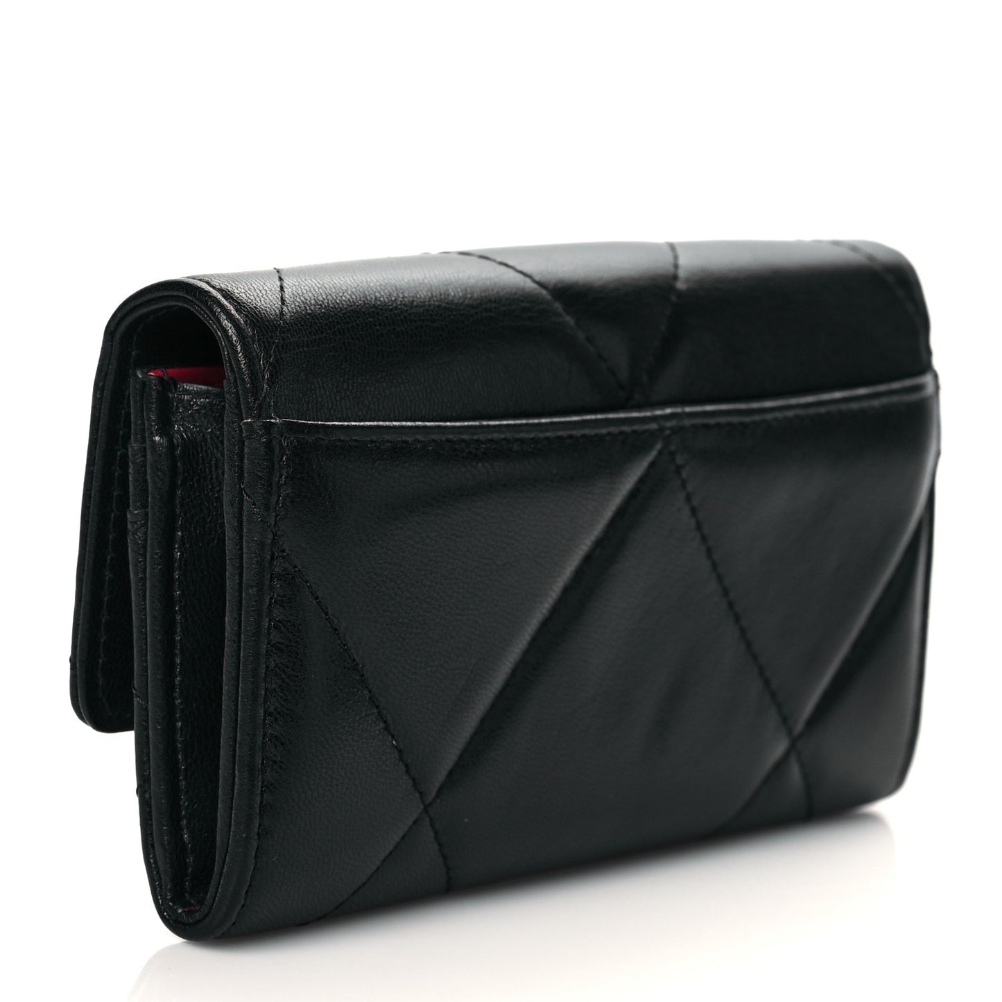 Lambskin Quilted Chanel 19 Flap Wallet Black