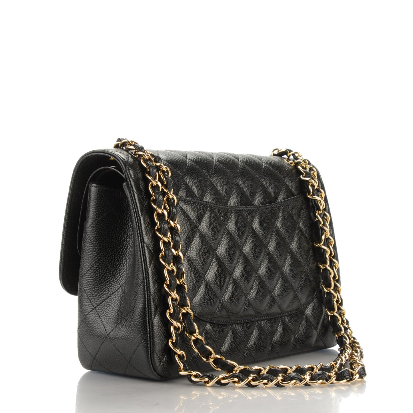 Caviar Quilted Jumbo Double Flap Black