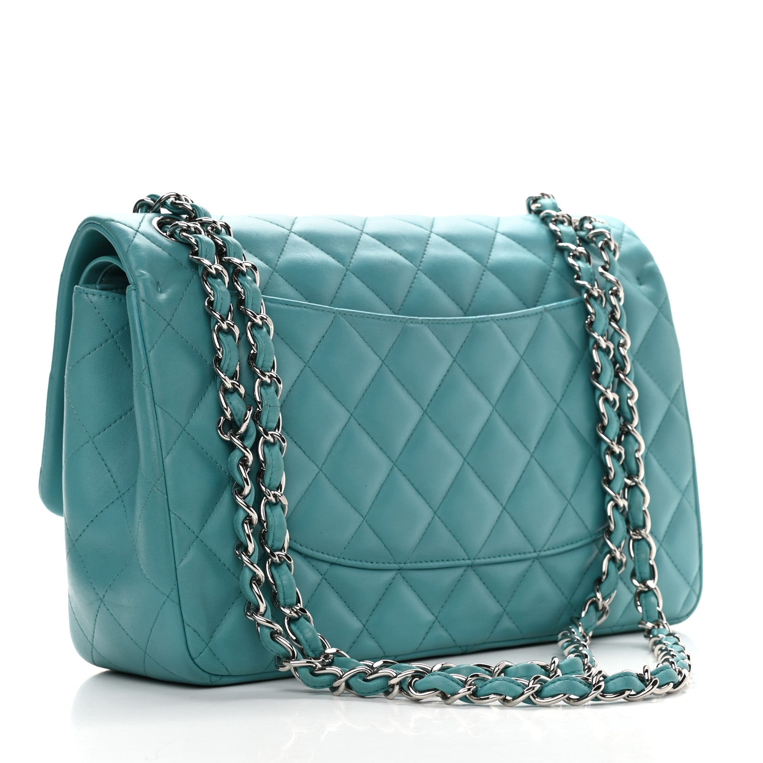 Chanel Lambskin Quilted Jumbo Double Flap Turquoise 3 of 13