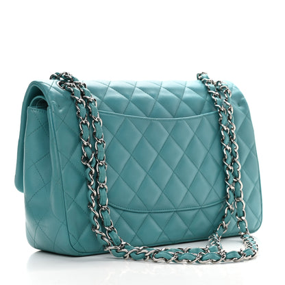 Chanel Lambskin Quilted Jumbo Double Flap Turquoise 3 of 13