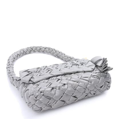 Bottega Veneta Calfskin Foulard Intreccio Kalimero Città Shoulder Bag Grey 3 of 7