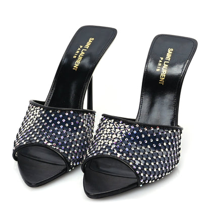Saint Laurent Mesh Strass Giqua 95 Mule Sandals 38.5 Black 2 of 8