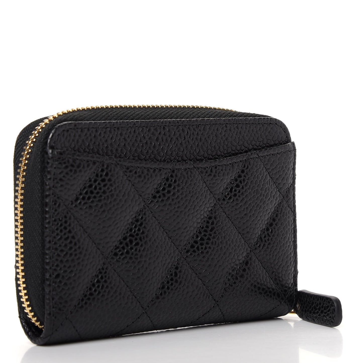 Caviar Quilted Zip Coin Purse Black