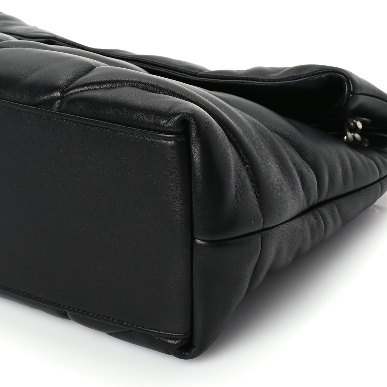 Saint Laurent Lambskin Quilted Medium Loulou Puffer Monogram Chain Satchel Black 8 of 8
