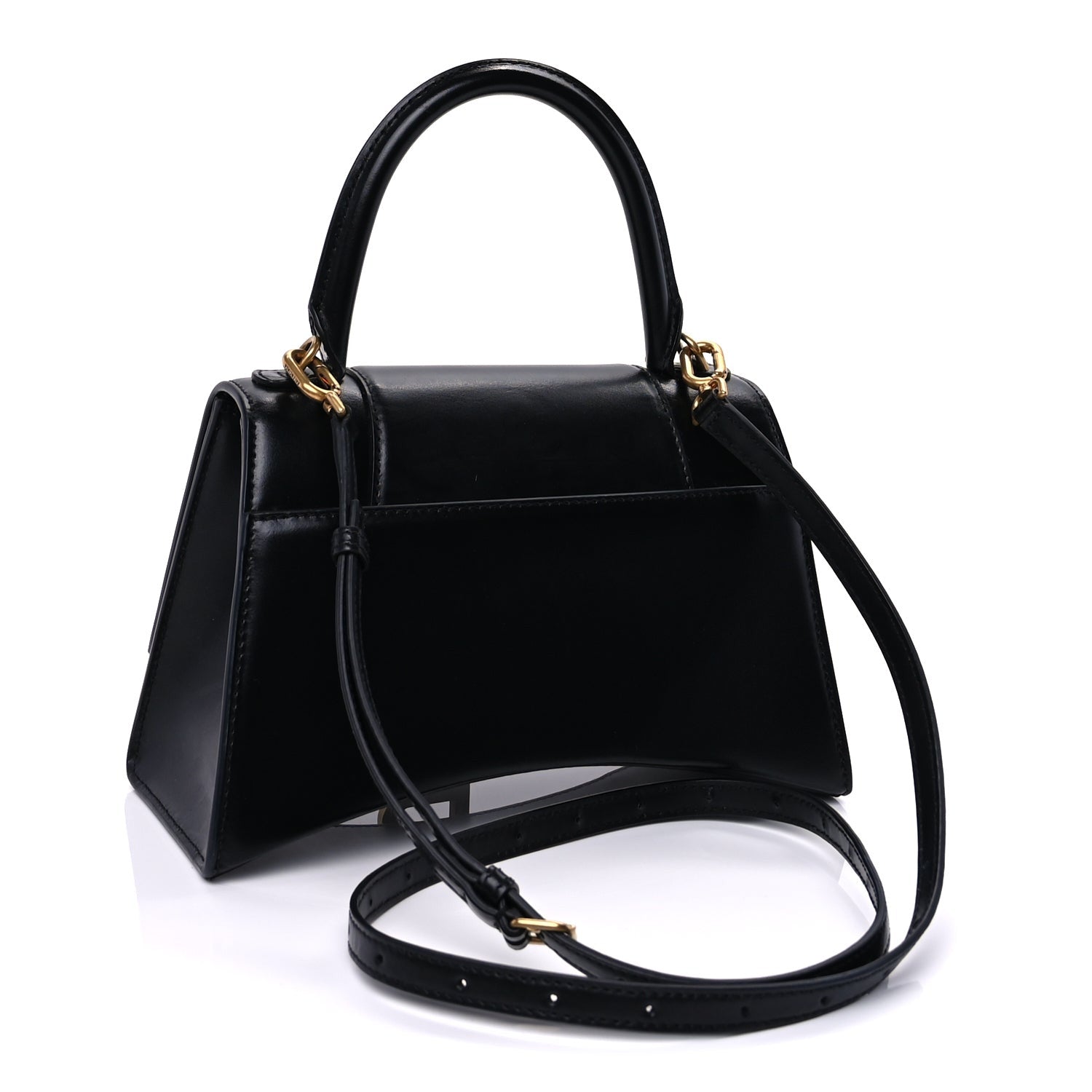 Balenciaga Shiny Box Calfskin Small Hourglass Top Handle Bag  Black 2 of 8