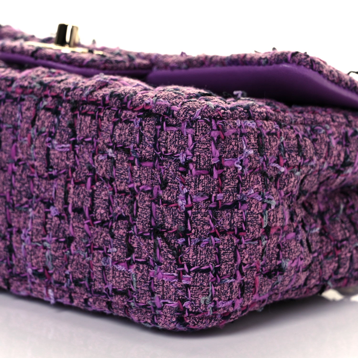 Chanel Tweed Quilted Mini Rectangular Flap Light Purple Pink Navy 30 of 36