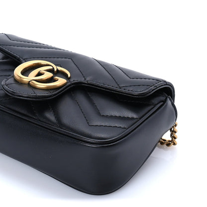 Gucci Calfskin Matelasse Super Mini GG Marmont Shoulder Bag  Black 8 of 8