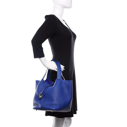 Hermes Taurillon Clemence Picotin Lock 26 GM Bleu Electrique 2 of 10