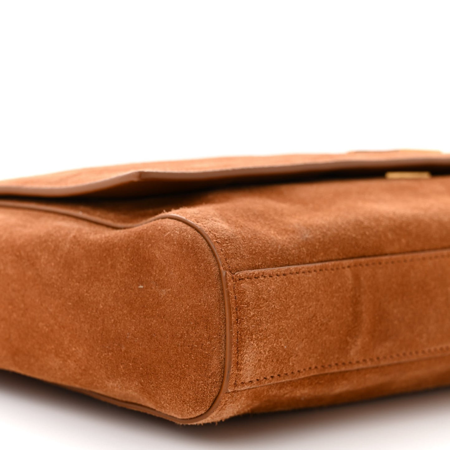 Smooth Calfskin Suede Medium Reversible Monogram Kate Satchel Brick