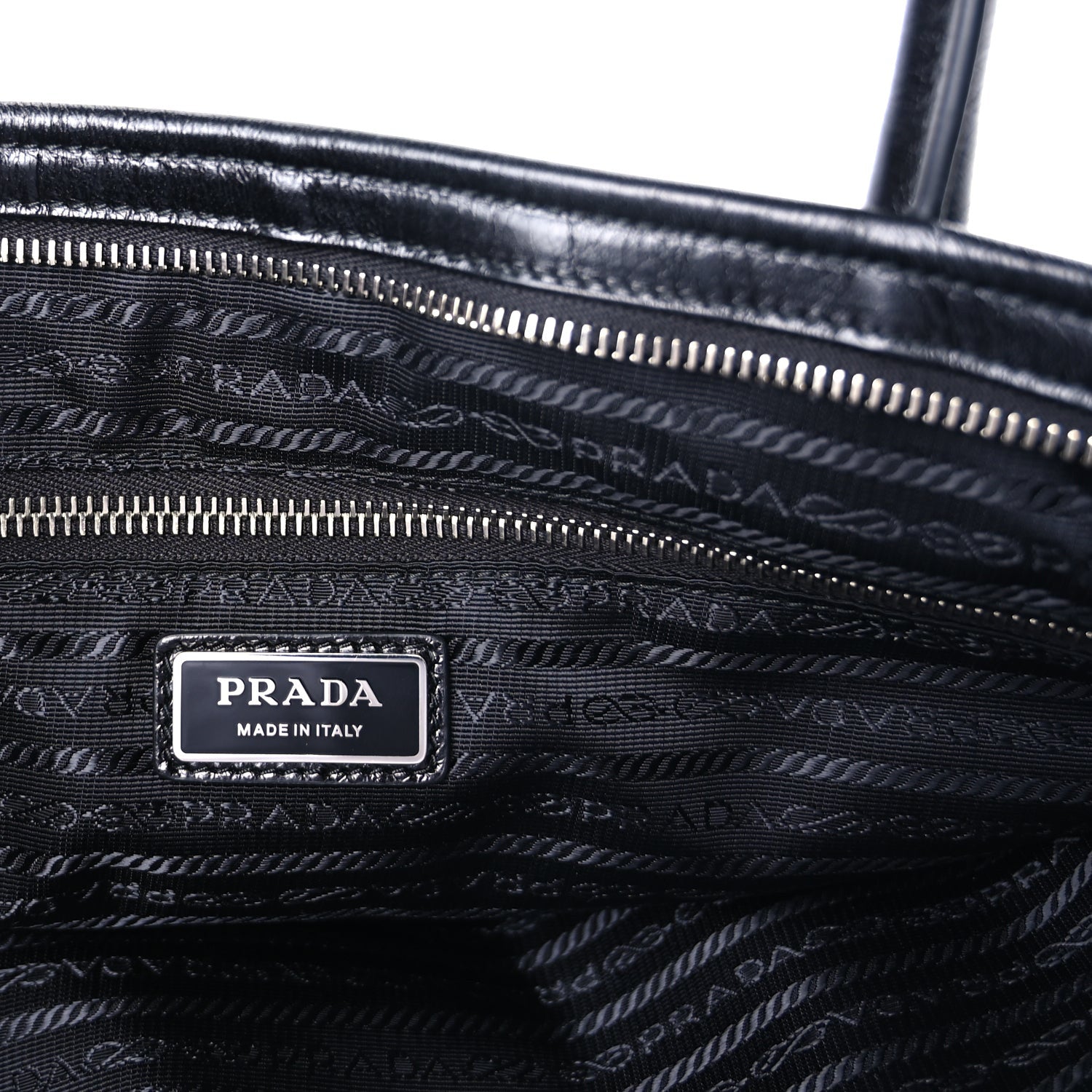 Prada Glossy Calfskin Triangle Extra Large Bonnie Shoulder Bag  Black 5 of 8