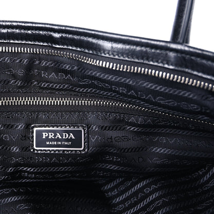 Prada Glossy Calfskin Triangle Extra Large Bonnie Shoulder Bag  Black 5 of 8