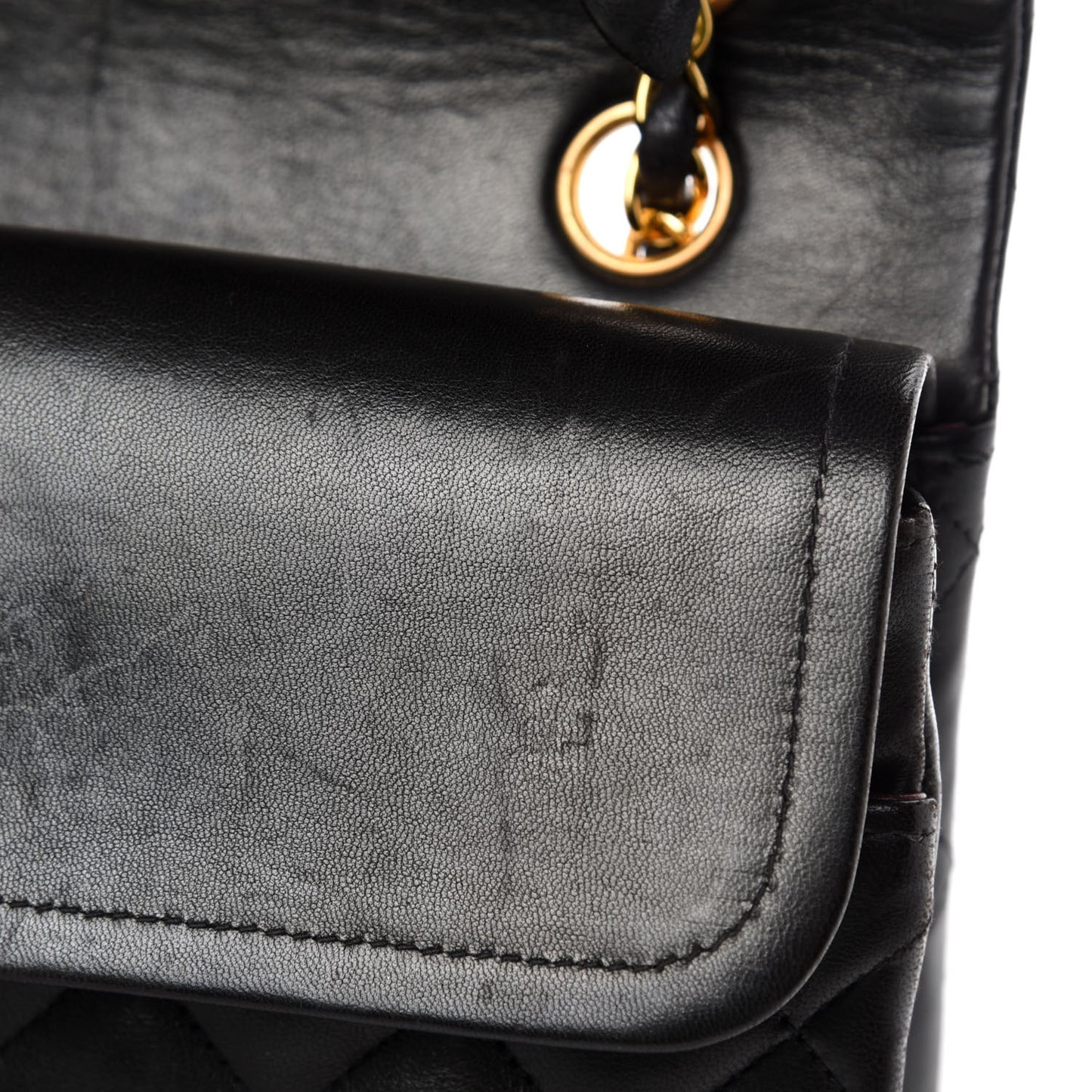 Lambskin Quilted Medium Double Flap Black