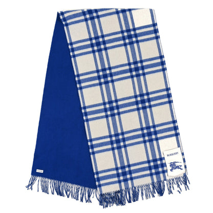 Burberry Cashmere Reversible Giant Check Fringe Scarf Knight 2 of 4