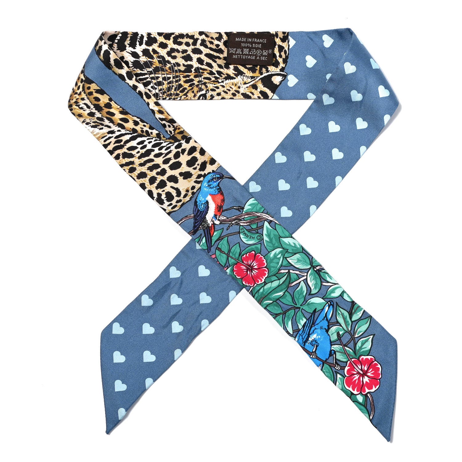 Hermes Silk Jungle Love Twilly Gris Bleuete Vert 1 of 4