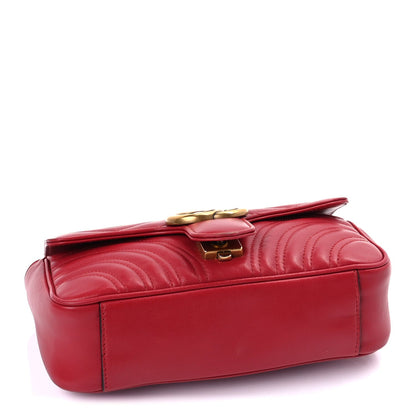 Gucci Calfskin Matelasse Mini GG Marmont Shoulder Bag  Hibiscus Red 3 of 8