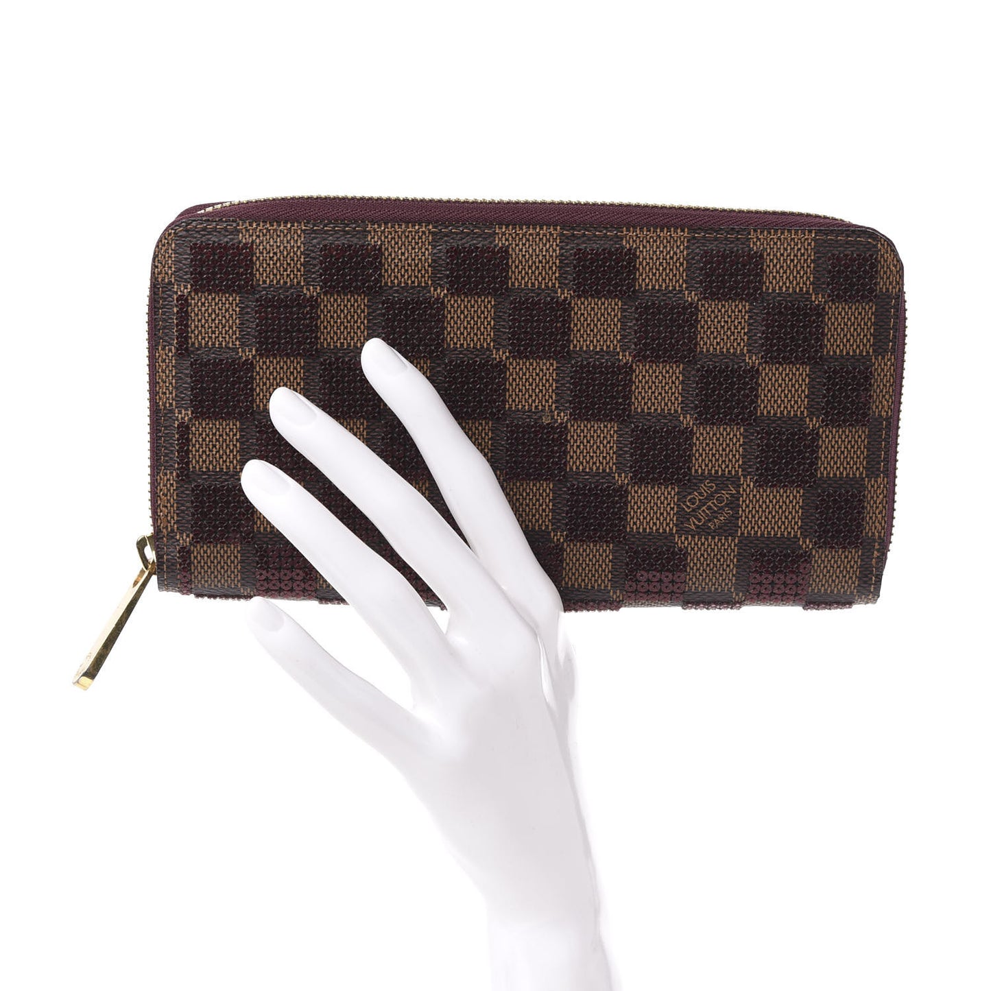 Damier Paillettes Zippy Wallet Red