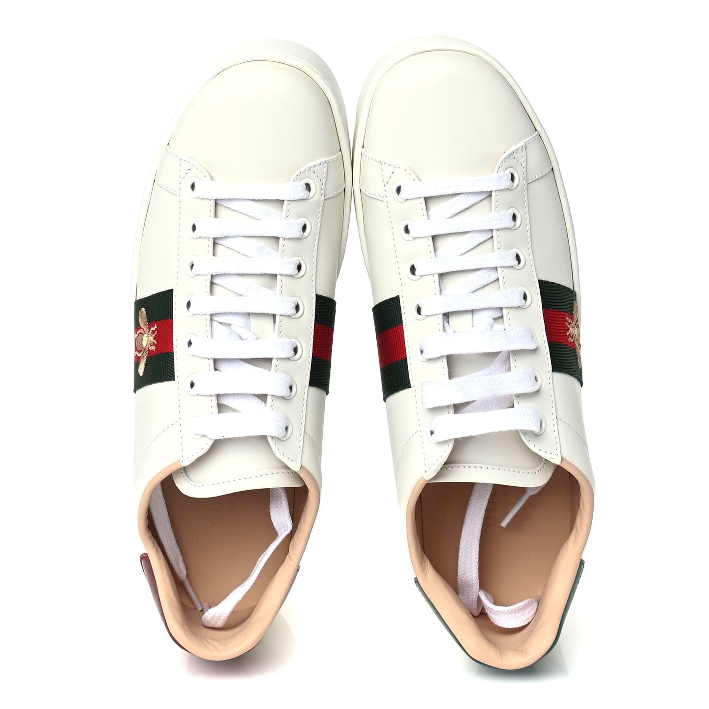 Calfskin Web Womens Ace Platform Sneakers 38.5 White