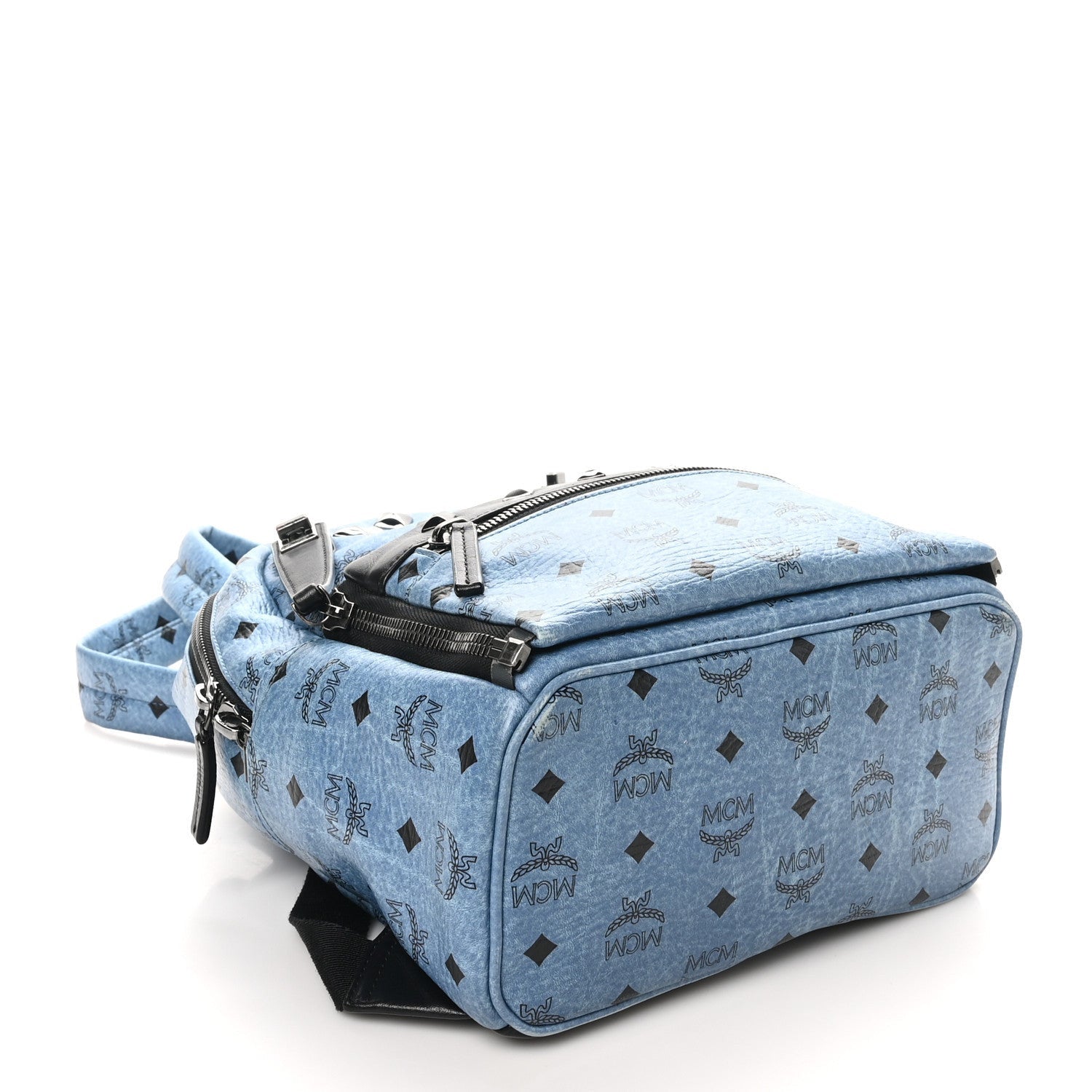 MCM Visetos Studded Small Dual Stark Backpack Denim 4 of 7