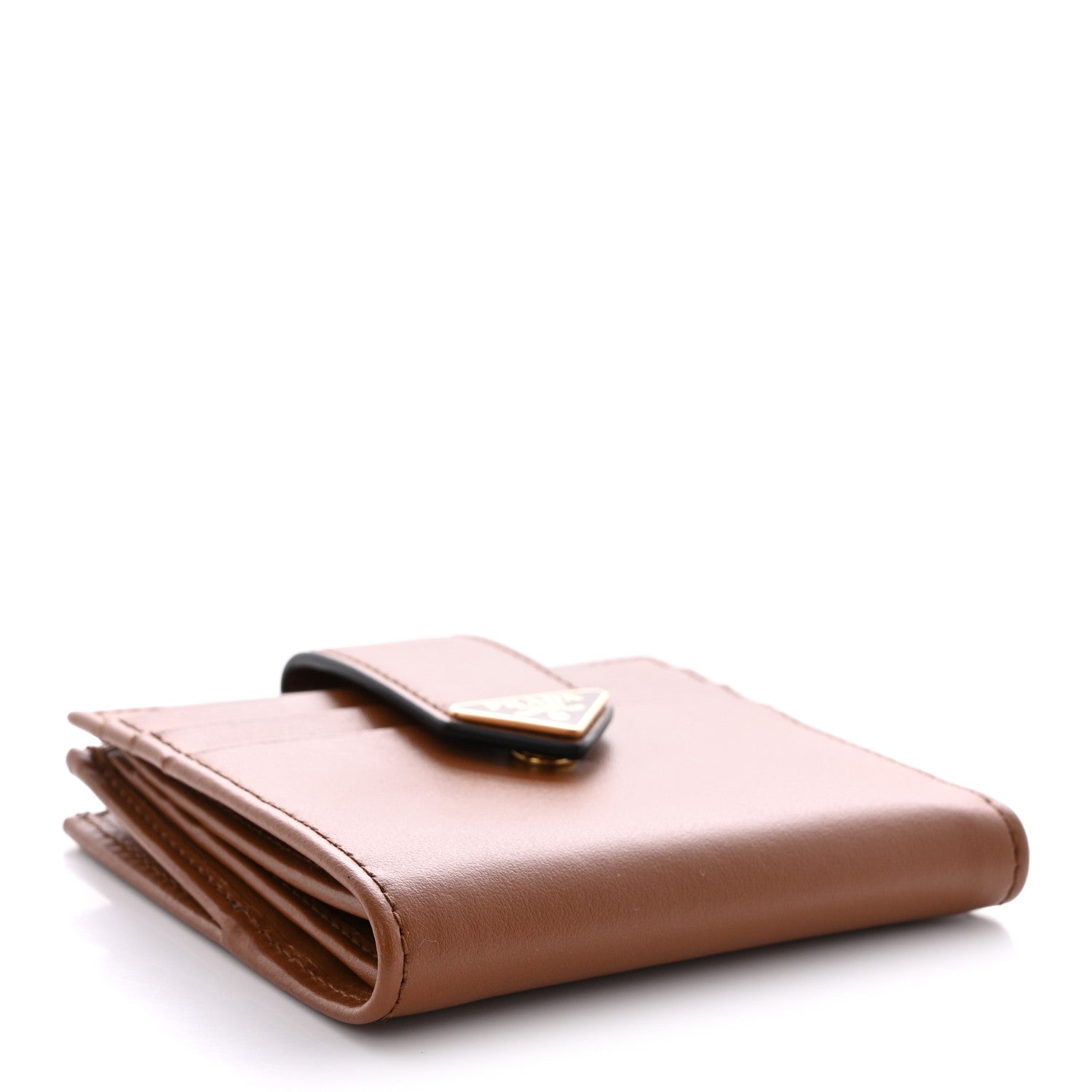 Prada Calfskin Small Triangle Wallet Cognac 4 of 9