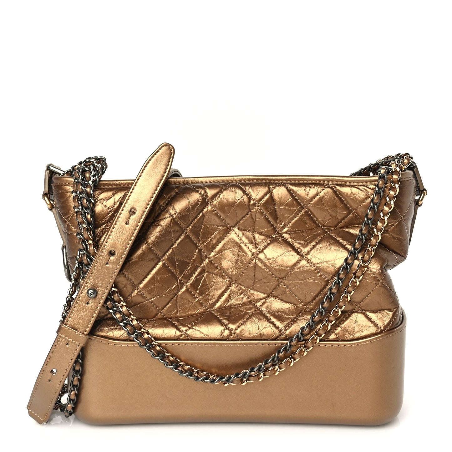 Metallic Aged Calfskin Quilted Medium Gabrielle Gold