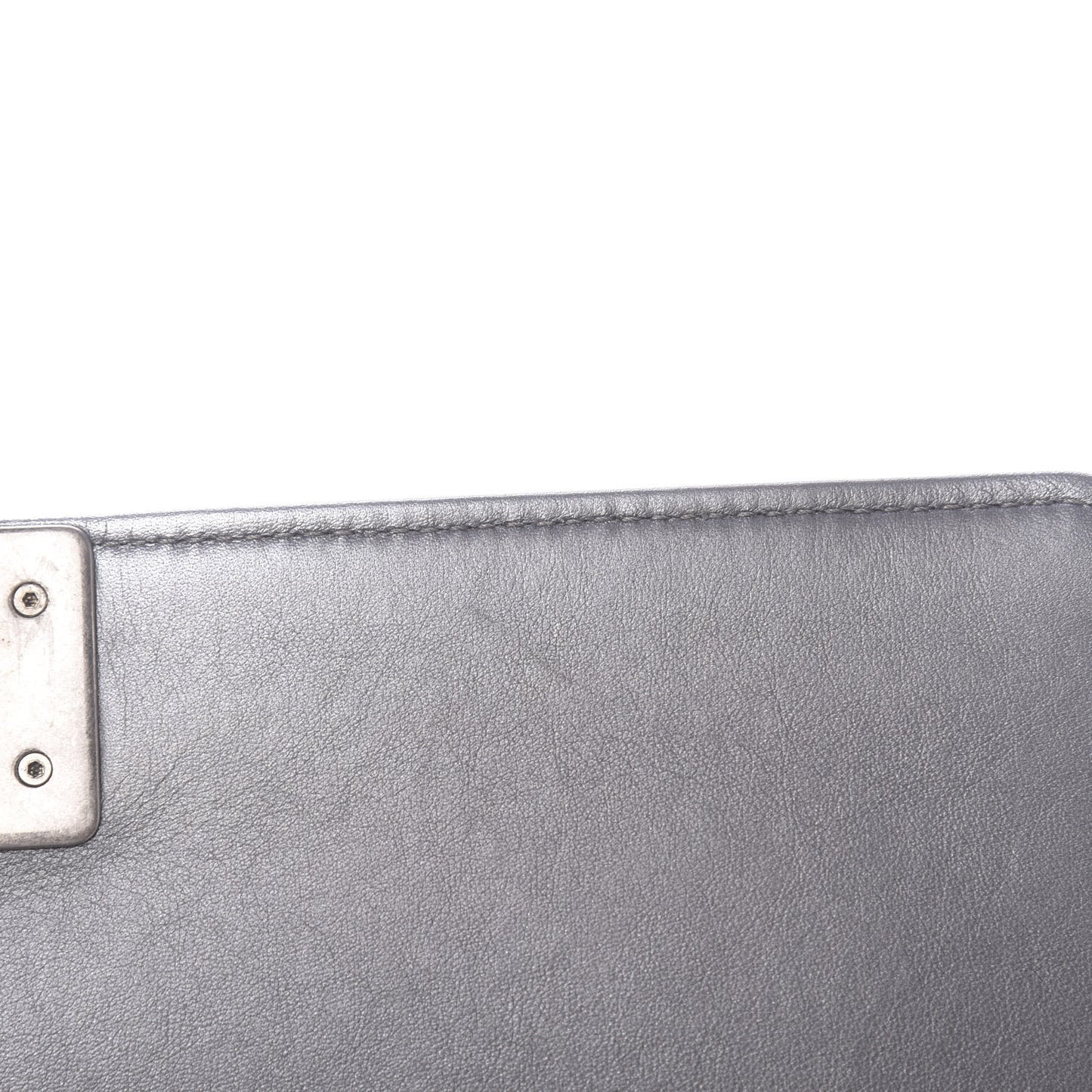 Metallic Calfskin Quilted New Medium Boy Flap Dark Silver