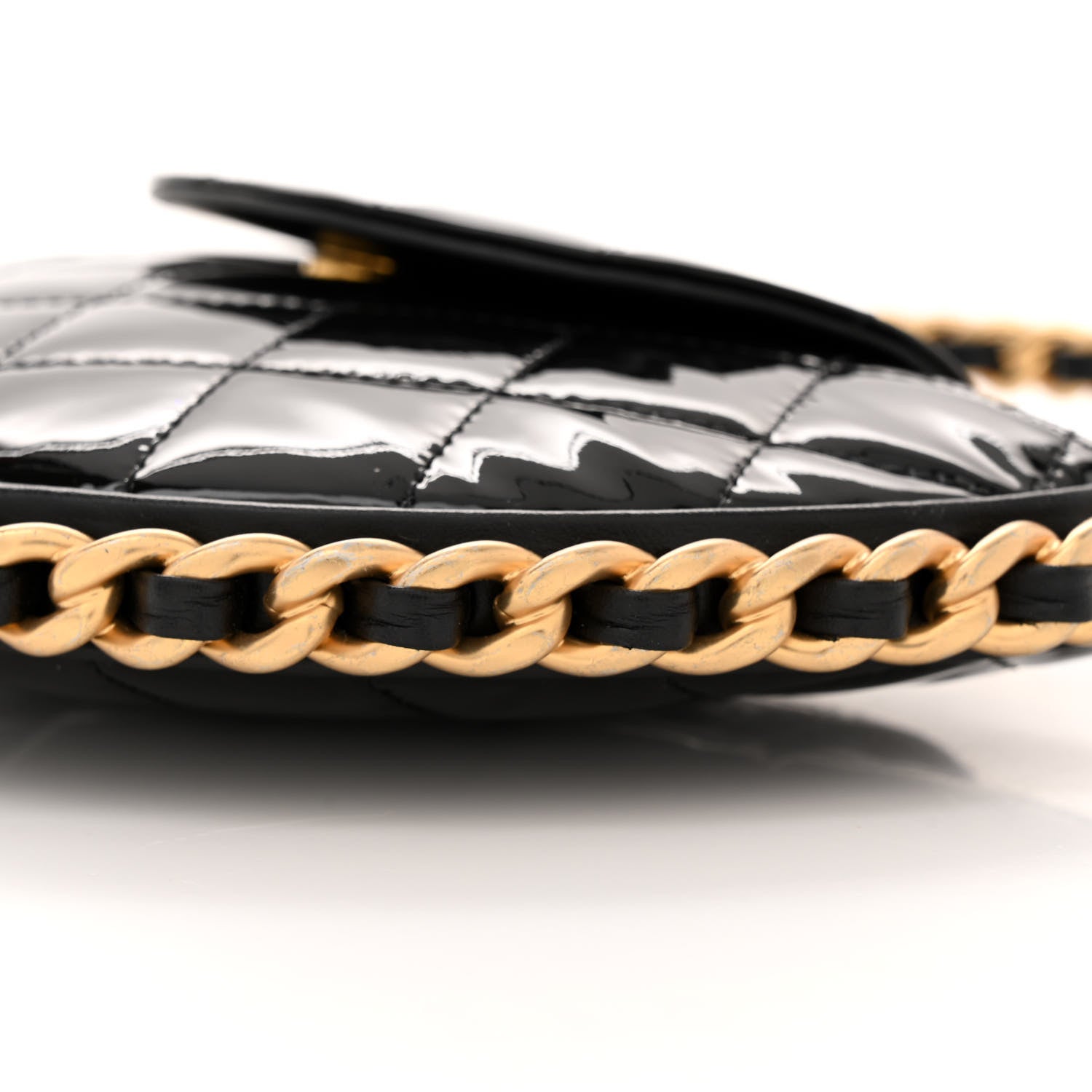 Chanel Patent Calfskin Quilted Chain Hoop Bag Black 10 of 10