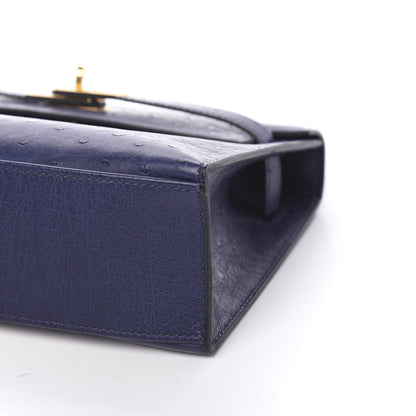 Hermes Ostrich Kelly Pochette Clutch Bleu Iris 10 of 30