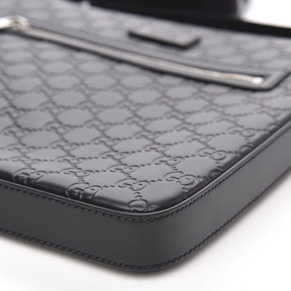 Gucci Guccissima Signature Medium Flat Messenger Bag Black 8 of 9
