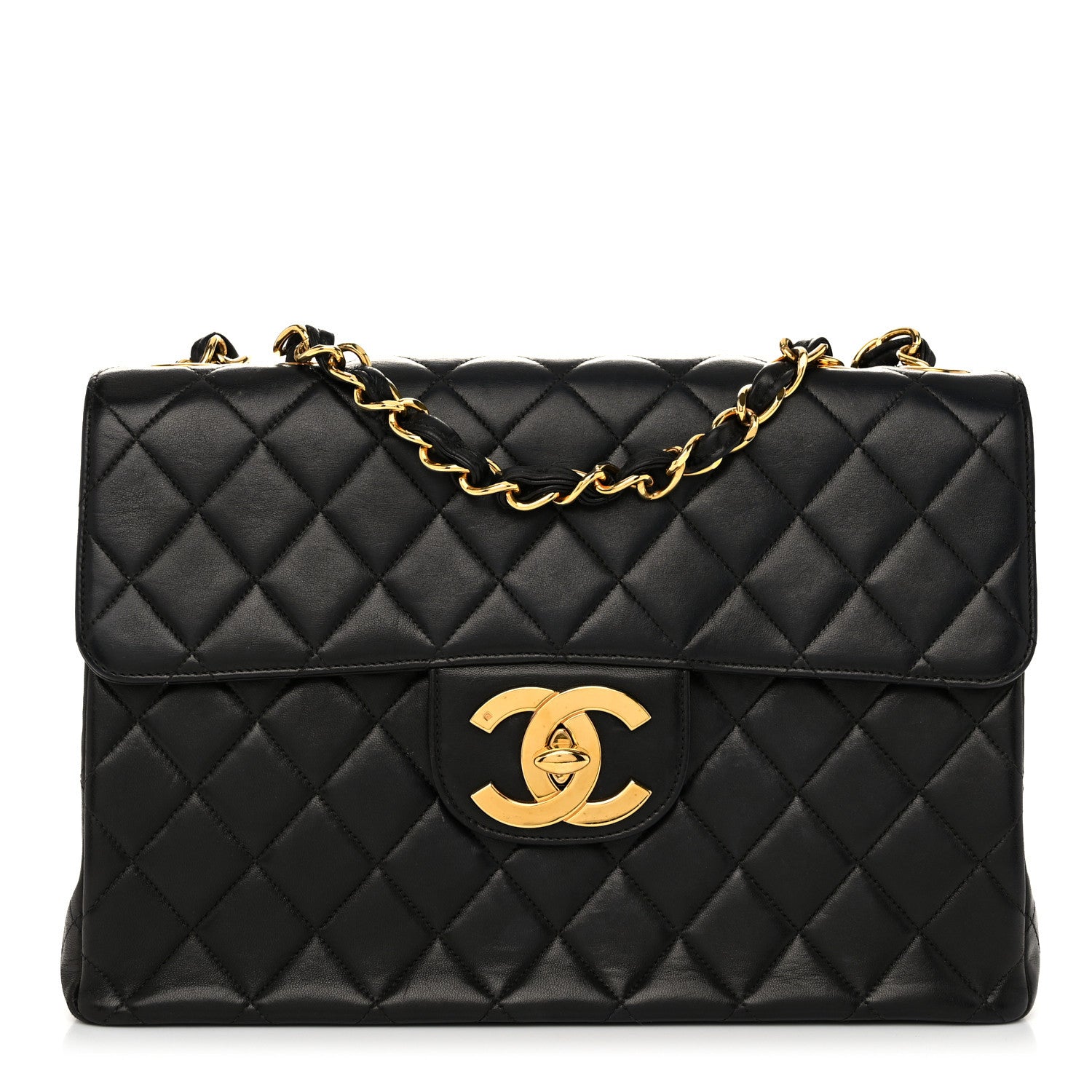 Chanel Lambskin Quilted XL Jumbo Single Flap Black 1 of 12