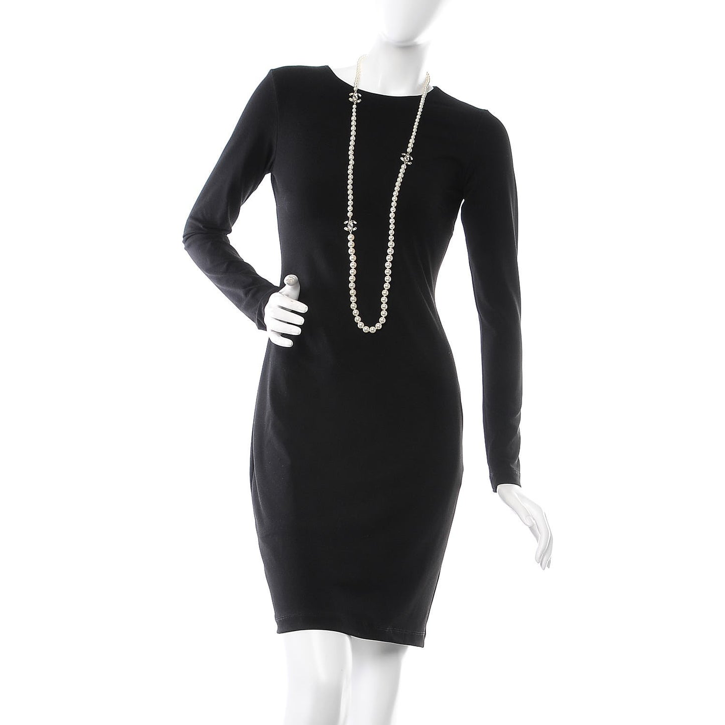 Graduated Pearl CC Long Necklace Gold